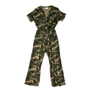 Savanna Jane Jumpsuit Womens S Small Camo Inner Line Shorts Cinch Waist Pockets